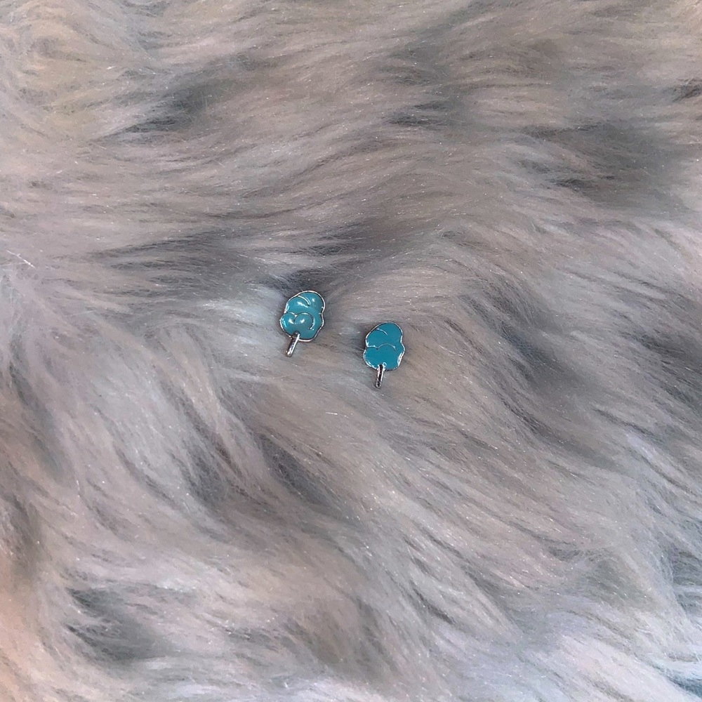 Blue cotton candy earrings